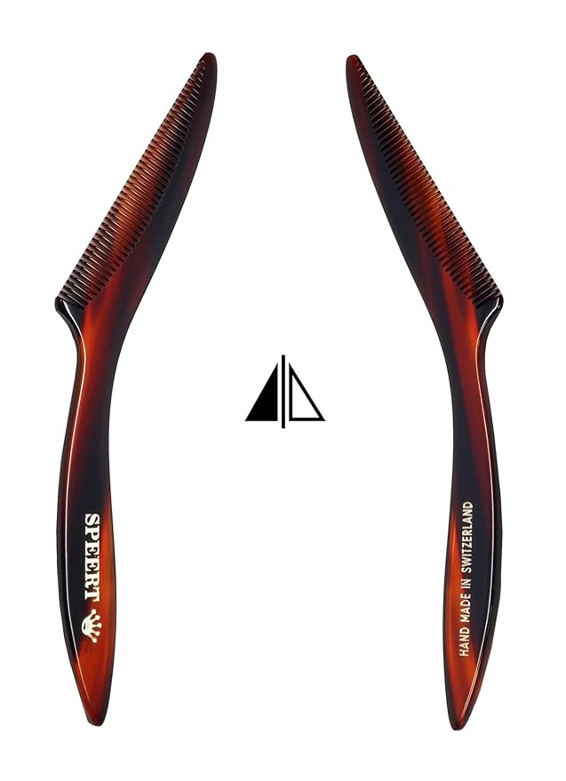 #1617 Handmade Narrow Tooth Mustache Beard Comb Small Tortoise Havana Acetate Thick Coarse Fine Short Pocket Sized Facial Hair Grooming Tangle Free Beard Straightener Growth Care Styling Wet