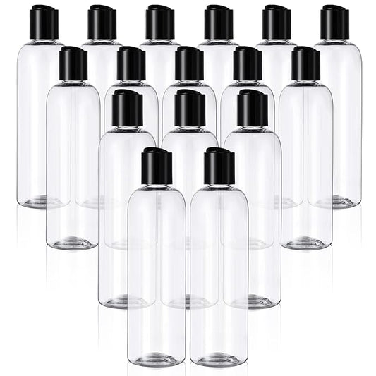 Zubebe 36 Pcs Plastic Travel Bottles with Disc Top Flip Cap Empty Refillable Squeeze Travel Containers for Shampoo Lotions Cream Toiletries Liquid Body Soap (Clear, 8 oz)
