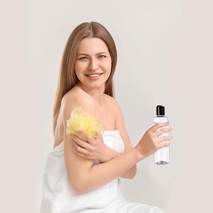 Zubebe 36 Pcs Plastic Travel Bottles with Disc Top Flip Cap Empty Refillable Squeeze Travel Containers for Shampoo Lotions Cream Toiletries Liquid Body Soap (Clear, 8 oz)