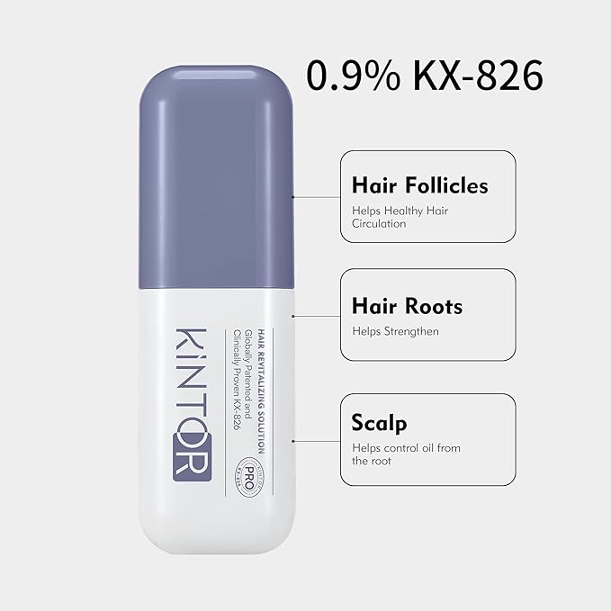 0.9% KX-826 KINTOR Hair Growth Spray,Strengthen Hair Nourish Hair follicles,Hair Care Products for Sparse Hair and Oily Hair Men&Women,240ml,Pro