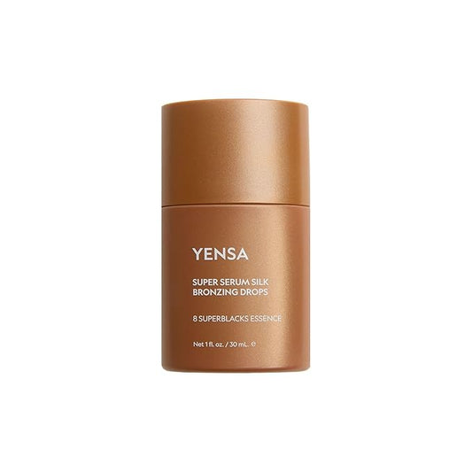 YENSA Super Serum Silk Bronzing Drops for Face - Liquid Bronzer Drops Enriched with Bakuchiol, Ferulic Acid & Super Oils - Hydrates & Nourishes with a Subtle Shimmer Finish - Universal Shade (1 Fl oz)