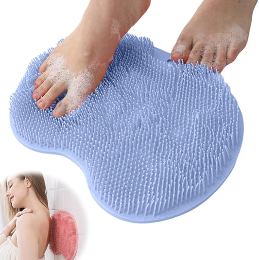 Shower Foot Scrubber Mat with Non-Slip Suction Cups, Foot Back Cleaning Pad Back Washer Exfoliating Bath Wash Pad, Non Slip Bathtub and Shower Mat with Suction Cups and Drain Holes