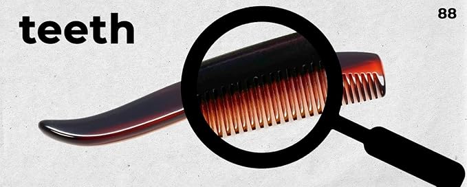 #88 Handmade Narrow Tooth Mustache Beard Comb Small Tortoise Havana Acetate Thick Coarse Fine Short Pocket Sized Facial Hair Grooming Tangle Free Beard Straightener Growth Care Styling Wet Comb