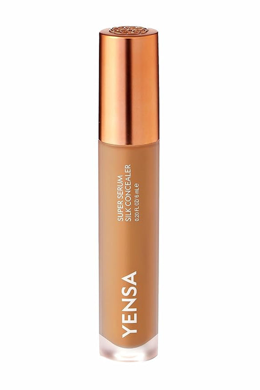 YENSA Super Serum Silk Concealer - Full Coverage Undereye Concealer & Peptides Serum for Face - Enriched with Vitamins C & E, Bakuchiol & Superfoods to Boost Radiance - Tan 1 (0.2 Fl oz)