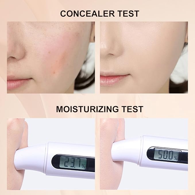 Air Cushion CC Cream Mushroom Head Foundation, Moisturizing BB Cream Makeup Long Lasting, Waterproof Full Coverage Self Adjusting Concealer Vegan Formula Sweat-Proof, Matte Concealer (Buff Beige)