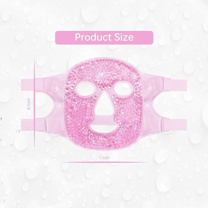 ZNÖCUETÖD Face Eye Mask Ice Pack for Reducing Puffiness, Bags Under Eyes, Puffy Dark Circles, Migraine,Hot/Cold Pack with Soft Plush Backing (Pink #19)