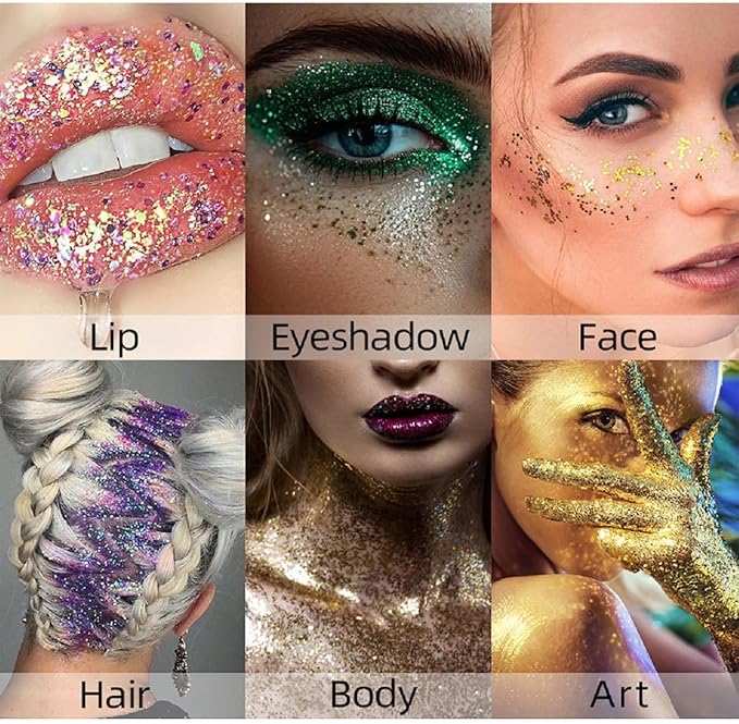 Rainbow Body Glitter Stick, Sparkling Neon Outfit Holographic Sequins Glitters for Eye Lip Hair Nails, Festival Rave Accessories Face and Body Glitter Gel Makeup