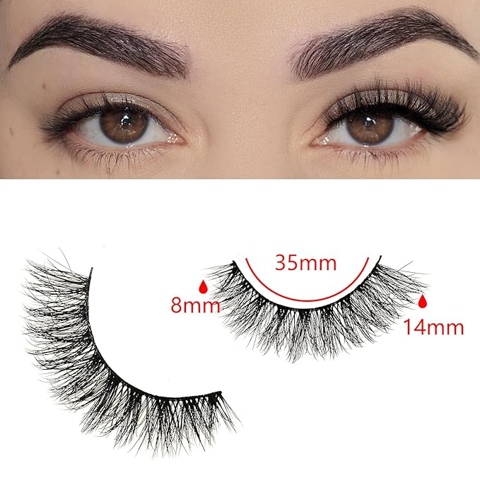 FARRED Natural Lashes Short Eyelashes Wispy False Mink Lash Strips 10 Pair Natural Look Fluffy Cat Eye Strip Eyelash Small Fake Lashes Full Pestañas Sets for MUA and Beginners Daily Makeup