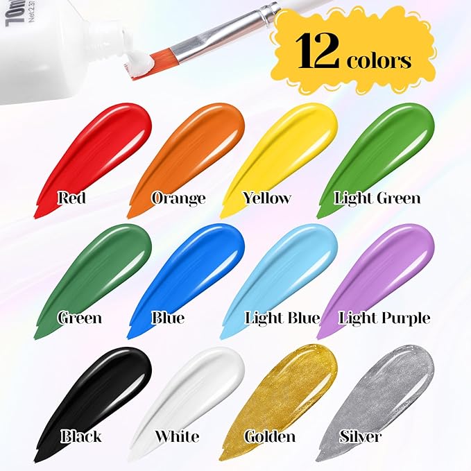 Yellow Face Paint 70ml Large Tube, Water-Based Full Coverage Body Paint for Creative SFX Makeup, Non-Toxic Face Body Paint for Adults Halloween SFX Cosplay Makeup, Theater, Stage shows