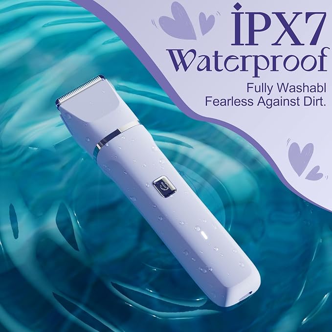 Electric Razors for Women - IPX7 Waterproof, Painless, Portable Bikini Trimmer Shaver, Body & Pubic Hair Removal Machine, Womens Lady Shaving Trimmers for Legs, Private Area - Purple