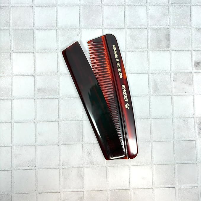 #32 Handmade Wide Narrow Tooth Comb Tortoise Havana Acetate Thick Coarse Curly Thin Fine Straight Hair Detangling Parting Grooming Teasing Hair Styling Hairdresser Barber Hairdressing Wet Dry