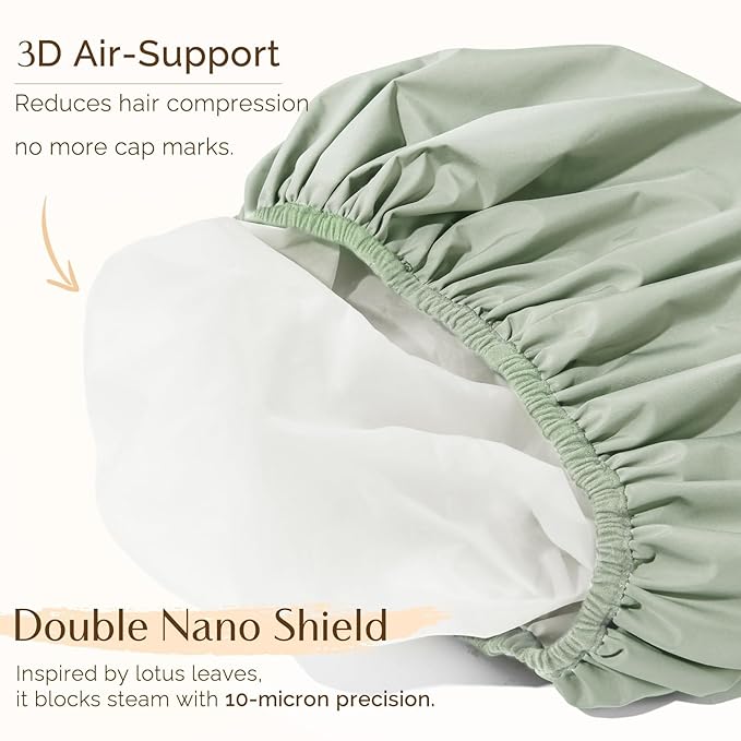 Yanibest Shower Cap Reusable Waterproof - Double Layer Shower Caps for Women, Washable Shower Bonnet with Soft Non-Slip Elastic Band, Bath Hair Hat for Most Hair Types