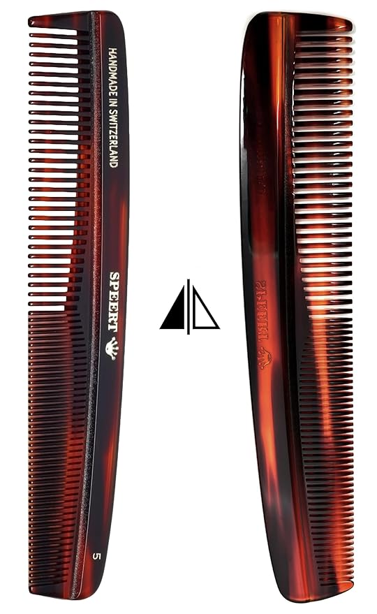 #5 Handmade Wide Narrow Tooth Comb Tortoise Havana Acetate Thick Coarse Curly Thin Fine Straight Hair Detangling Parting Grooming Teasing Styling Hairdresser Barber Hairdressing Wet Dry Pocket