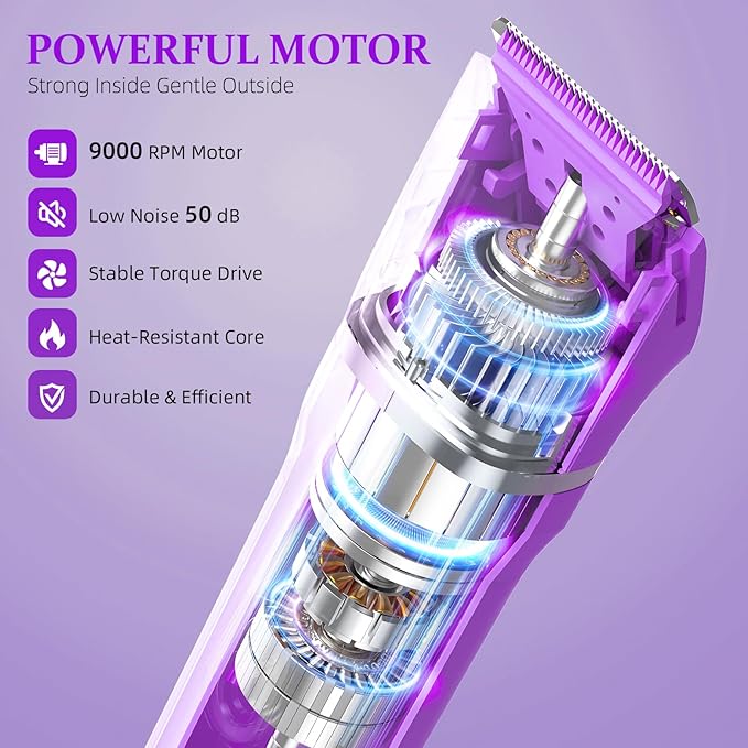 5-in-1 Bikini Trimmer for Women, IPX7 Waterproof Electric Razors Shaver, Cordless Body Hair Trimmer, Facial & Pubic Hair Removal, Ceramic Blade (Eggplant)