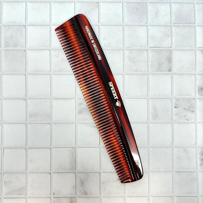 #20 Handmade Wide Tooth Comb Tortoise Havana Acetate Thick Coarse Curly Detangling Parting Grooming Teasing Hair Styling Hairdresser Barber Hairdressing Wet Dry Pocket Travel Women Men Kids