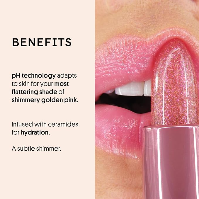 Winky Lux Pink Opal Glimmer Balm – Nourishing pH Lip Balm with Color Changing Pink Tint with Shimmer, Hydrating Ceramides Soften Lips, Raspberry Vanilla Scent