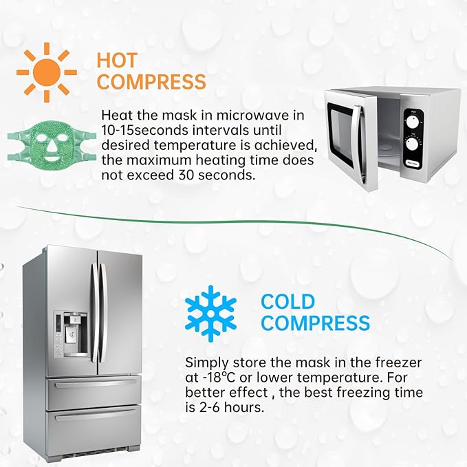 ZNÖCUETÖD Face Eye Mask Ice Pack for Reducing Puffiness, Bags Under Eyes, Puffy Dark Circles, Migraine,Hot/Cold Pack with Soft Plush Backing (Green #43)