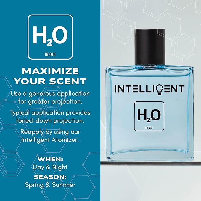 Intelligent H2O Eau de Parfum | Cologne for Men | Aquatic, Bold, and Refreshing | 3.4 Fl Oz (100 mL)