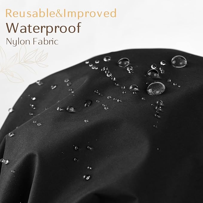Yanibest Shower Cap Reusable Waterproof - Double Layer Shower Caps for Women, Washable Shower Bonnet with Soft Non-Slip Elastic Band, Bath Hair Hat for Most Hair Types