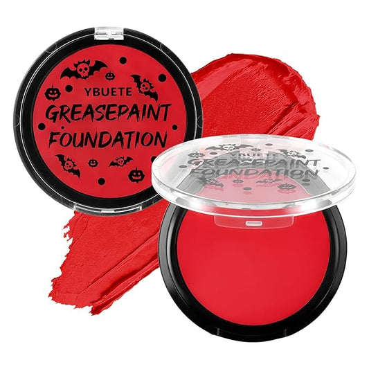 Red Cream Foundation Face Body Painting, Professional Full Coverage Oil Based Red Face Paint for Halloween SFX Vampire Zombie Devil Clown Cosplay Makeup for Adult Costume Party & Carnival