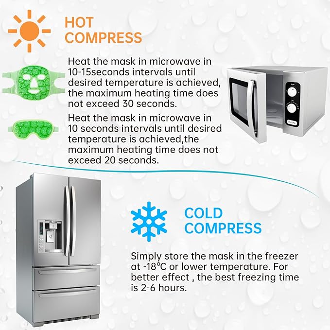 ZNÖCUETÖD Face Eye Mask Ice Pack for Reducing Puffiness, Bags Under Eyes, Puffy Dark Circles, Migraine,Hot/Cold Pack with Soft Plush Backing (Cucumber Green)