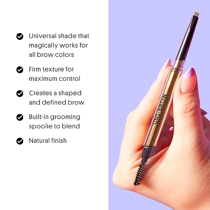 Winky Lux Uni-Brow Eyebrow Pencil, Dual-Ended with Spoolie, Waterproof Brow Definer with Ultra-Fine Tip, Universal Shade for Natural Looking Brows (Brown, Blonde, Taupe)