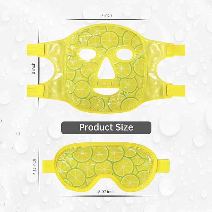 ZNÖCUETÖD Face Eye Mask Ice Pack for Reducing Puffiness, Bags Under Eyes, Puffy Dark Circles, Migraine,Hot/Cold Pack with Soft Plush Backing (Lemon Yellow)