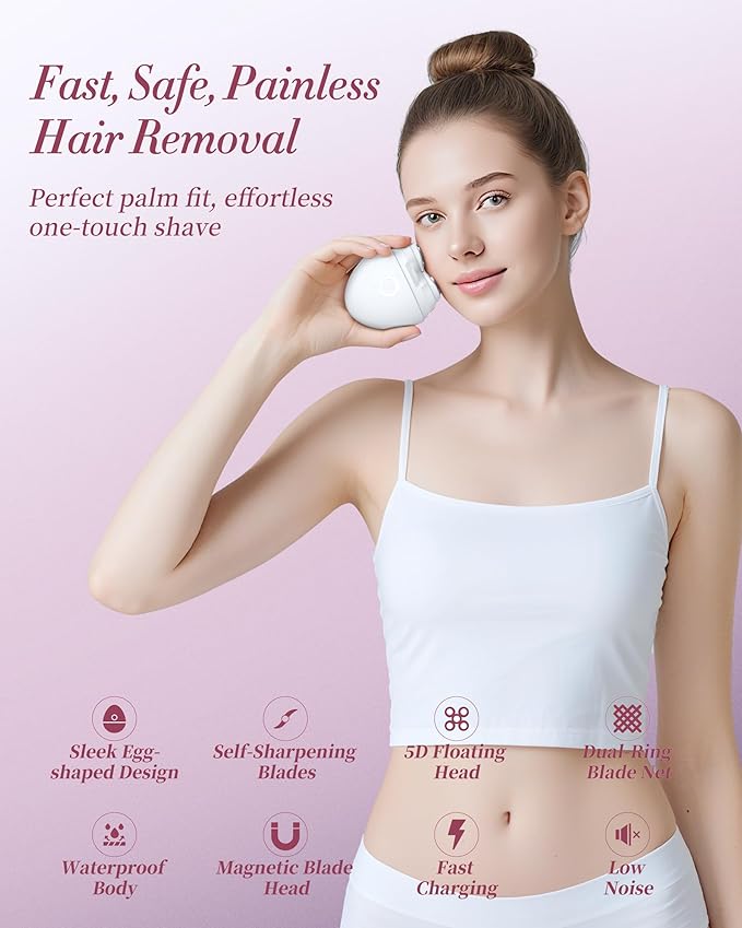 Electric Razors for Women - Magnetic 5D Floating Painless Shaver, Cordless Rechargeable Hair Remover, IPX6 Waterproof Wet Dry Shaving for Legs, Bikini, Face, Underarm, Arm (Pink, Glossy)