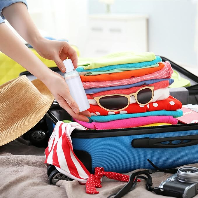 Zubebe 36 Pcs Plastic Travel Bottles with Disc Top Flip Cap Empty Refillable Squeeze Travel Containers for Shampoo Lotions Cream Toiletries Liquid Body Soap (Clear, 4 oz)