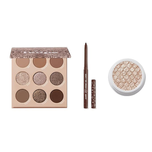 Colourpop Eyes Bundle - Neutrals - Metallic & Matte - Includes Shadow Palette, Super Shock Shadow & Creme Gel Liner (3 count)