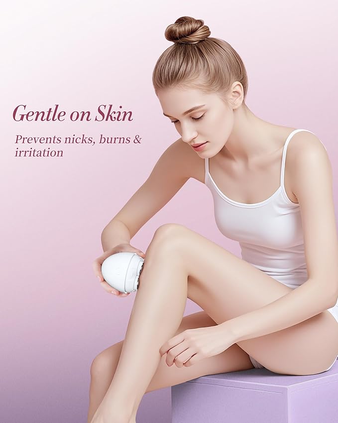 Electric Razors for Women - Magnetic 5D Floating Painless Shaver, Cordless Rechargeable Hair Remover, IPX6 Waterproof Wet Dry Shaving for Legs, Bikini, Face, Underarm, Arm (White, Matte)