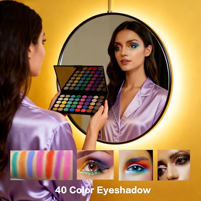 All-in-One Makeup Kit for Women/Teens/Girls – Complete Cosmetic Set with Eyeshadow Palette, Concealer Palette, Lip Gloss, Brushes & Travel Bag