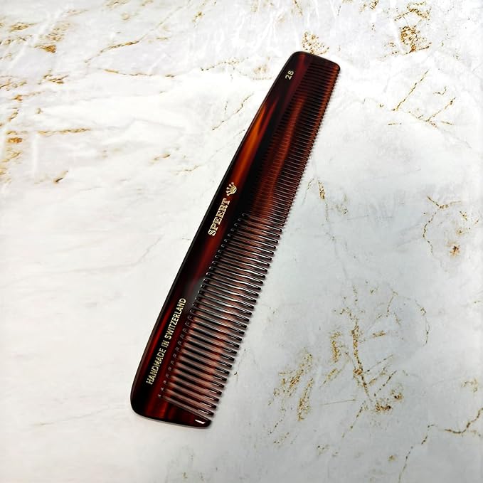 #28 Handmade Wide Narrow Tooth Comb Tortoise Havana Acetate Thick Coarse Curly Thin Fine Straight Hair Detangling Parting Grooming Teasing Hair Styling Hairdresser Barber Hairdressing Wet Dry