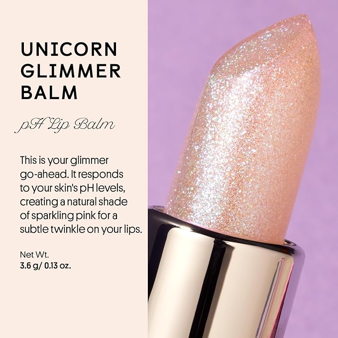 Winky Lux Unicorn Glimmer Balm -Hydrating ph Lip Balm, Natural Pink Tint with pH Color Changing, Moisturize & Soften Lips While Leaving Sheer Pink Tint, with Vanilla Scent
