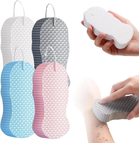 Magic Exfoliating Bath Sponge, 2025 New 3D Super Soft Exfoliating Bath Sponge, Deep Cleansing Body Sponge for Body Removes Dead Skin, Reusable Body Scrubber Skin Friendly for Bathroom (4 Pcs)
