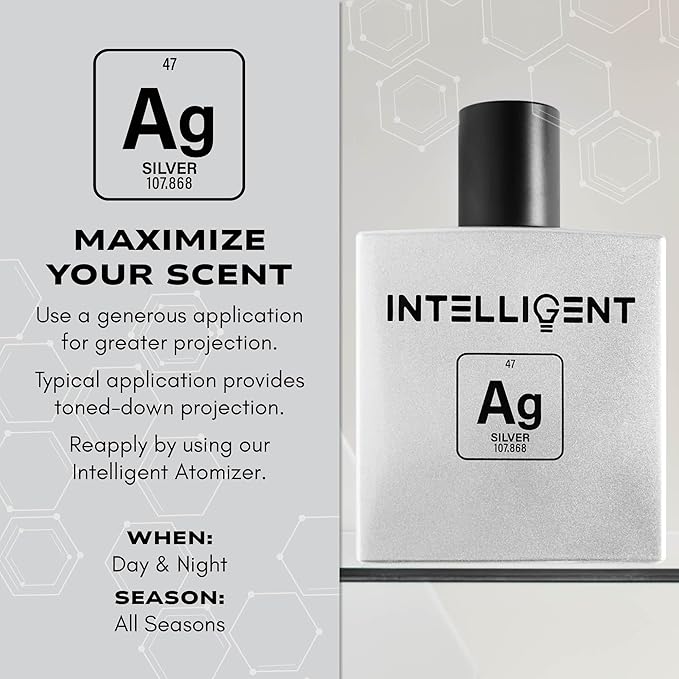 Intelligent Silver Eau de Parfum | Cologne for Men | Clean, Collected, and Sophisticated | 3.4 Fl Oz (100 mL)