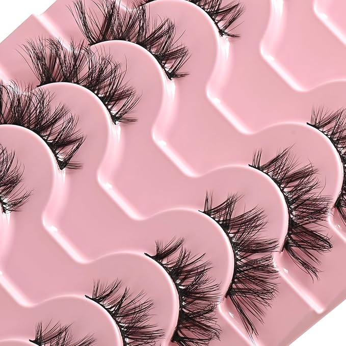 FARRED Half Eyelashes Natural False Lashes Wispy Cat Eye Strips Eyelash 10 Pairs Faux Mink Strip Eye Lashes Pack for Daily Makeup (C10 | 8-15MM)