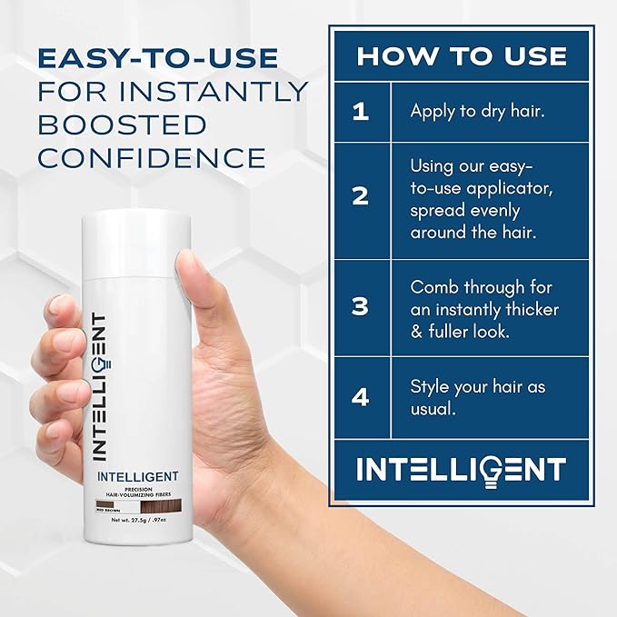 Intelligent Precision Hair-Volumizing Fibers (Light Brown) | Undetectably Fill in Thinning Hair | 6 Shades Designed For Men or Women | 27.5g