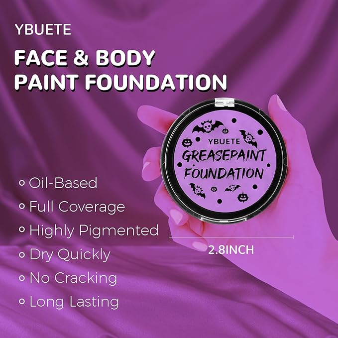 Light Purple Cream Face Body Painting Foundation, Professional Waterproof Oil Based Light Purple Face Paint Halloween SFX Ursula Costume Cosplay Makeup Face Paint for Adult Costume Party