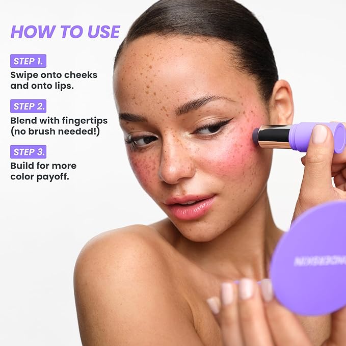 Wonderskin Blush Stick pH-Activated - pHlush Multi-Use Stick, Cream Tint for Cheeks and Lips, Cooling Nourishing Color-Adjusting Makeup