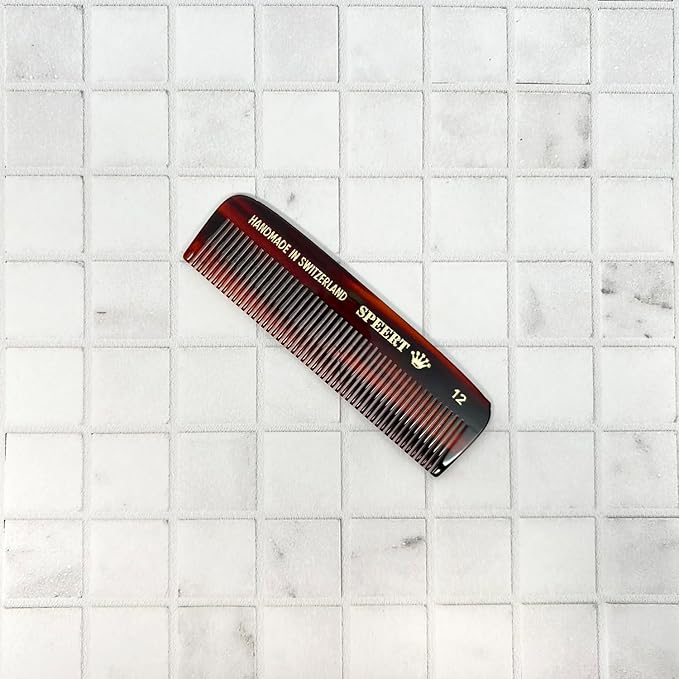 #12 Handmade Narrow Tooth Comb Tortoise Havana Acetate Fine Straight Thin Detangling Parting Grooming Teasing Hair Styling Hairdresser Barber Hairdressing Wet Dry Pocket Travel Women Men Kids