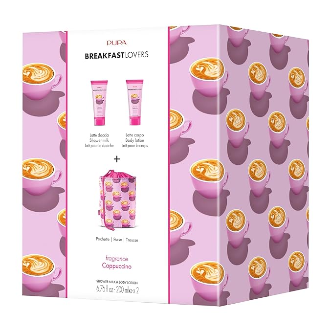 Pupa Milano Breakfast Lovers Set, Cappuccino, 3 Pc - Body Wash and Lotion - Moisturizing Body Lotion - Hydrating Body Wash - Skin Care Gift Set