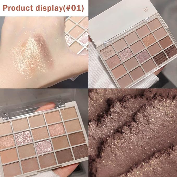 20Colors Rose Gold Dark Brown Nude Basics Matte Eyeshadow Palette,Eye Shadow Travel Makeup Palette all in one Long Lasting Waterproof,Great for Travel Gift Kit