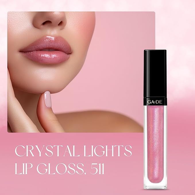 GA-DE Crystal Lights Lip Gloss, 511 - Enriched with Light-Reflecting Crystal Pearls - Smooth Silky, Rich Color - Moisturizes and Adds Shine - 0.2 oz