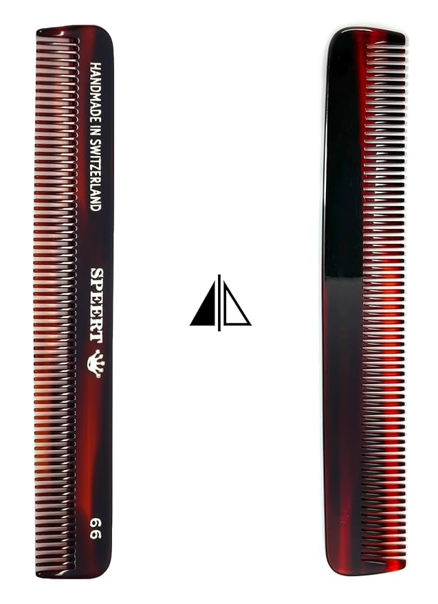 #66 Handmade Narrow Tooth Comb Tortoise Havana Acetate Fine Straight Thin Detangling Parting Grooming Teasing Hair Styling Hairdresser Barber Hairdressing Wet Dry Pocket Travel Women Men Kids