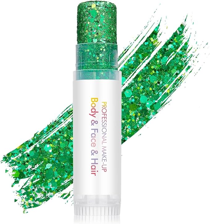 Green Body Glitter Stick, Holographic Sequins Face Glitter Neon Outfit Singer Concert Music Rave Festival Party Accessories Hair Glitter Gel.