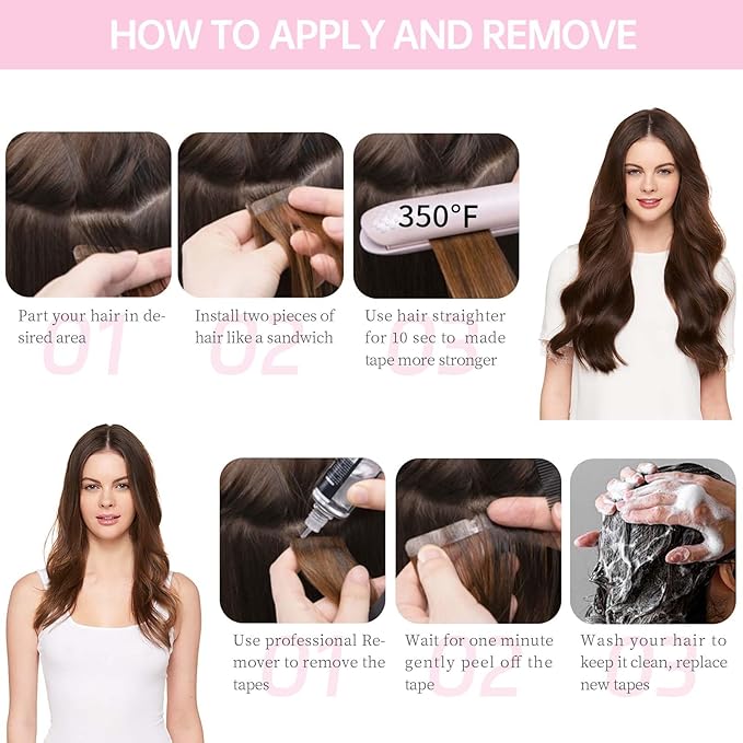 #1B/6/1B Tape in Hair Extensions Human Hair, 18inch 20Pcs Balayage Natural Black to Chestnut Brown Balayage Hair Extensions,Straight Silky 50g Remy Tape ins for Women Girls