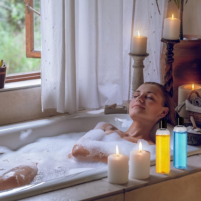 Zubebe 36 Pcs Plastic Travel Bottles with Disc Top Flip Cap Empty Refillable Squeeze Travel Containers for Shampoo Lotions Cream Toiletries Liquid Body Soap (Clear, 8 oz)