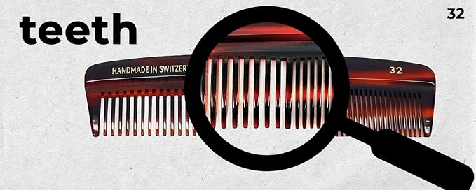 #32 Handmade Wide Narrow Tooth Comb Tortoise Havana Acetate Thick Coarse Curly Thin Fine Straight Hair Detangling Parting Grooming Teasing Hair Styling Hairdresser Barber Hairdressing Wet Dry