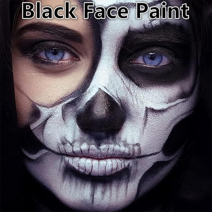 Go Ho Black Face Paint Stick,Water Based Cream Black Body Paint Washable,Highly Pigmented,Smooth and Safe for Skin,Halloween Cosplay SFX Skeleton Zombie Goth Makeup